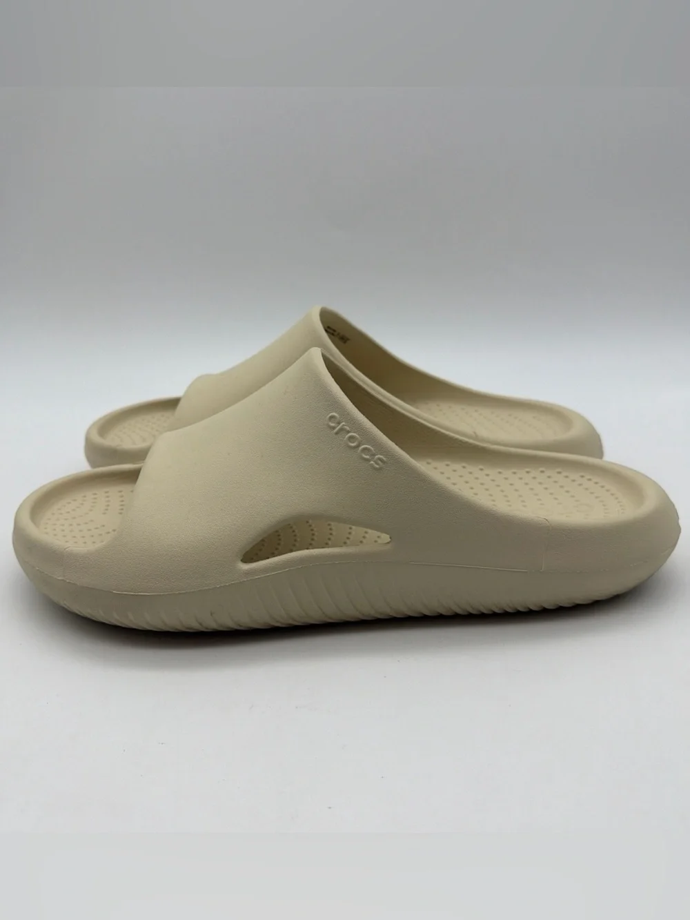 CROCS Mellow Recovery Clogs Sandals Mens 12 Beige Slip On Slides Shoes